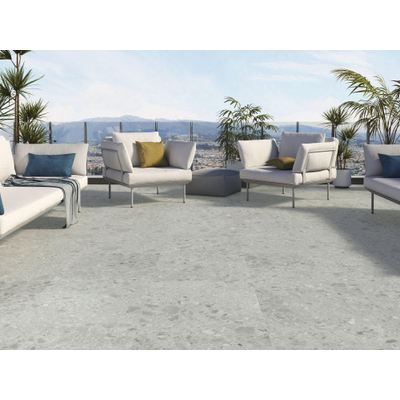ÉCHANTILLON Terravito Mareno Carreau mural et de sol - 60x60cm - 9.5mm - Carré - rectifié - Terrazzo - Gris mat