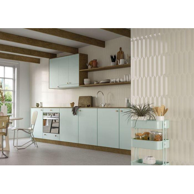 Terravito Ulvara carreau mural - 6.5x33.2cm - 8mm - Hexagone - blanc/crème brillant