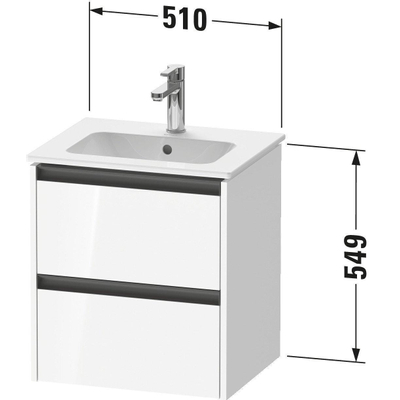 Duravit ketho.2 meuble 51x42x54,9cm pour 1 lavabo en aggloméré chêne (noir) mat