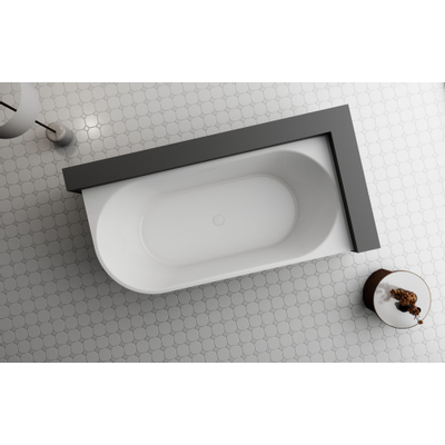 ZEZA Pure half vrijstaand hoekbad - rechts - 170x80x58cm - acryl - mat wit OUTLETSTORE