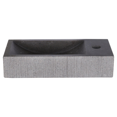 Differnz Ribble fonteinset – 38x18x8 cm – natuursteen zwart – gebogen mat zwarte kraan
