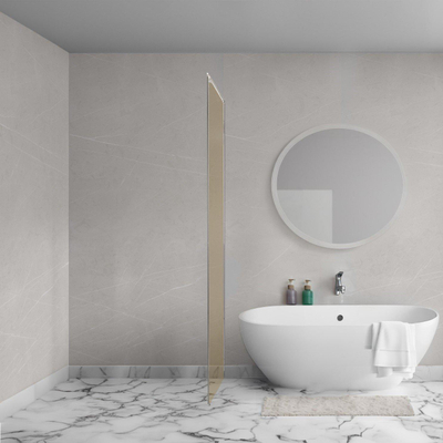 Aqua Vista Oria Cuadra zijwand - 100x200cm - met montageset - voor douchecabine - champagne glas - Chroom