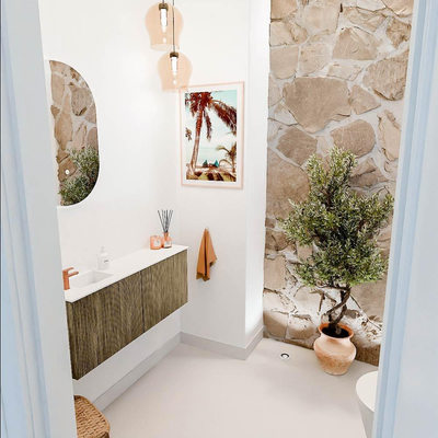 Mondiaz JOYA 100cm toiletmeubel - kleur Dusk - Wastafel FAYE positie Links 1 kraangat kleur Talc.