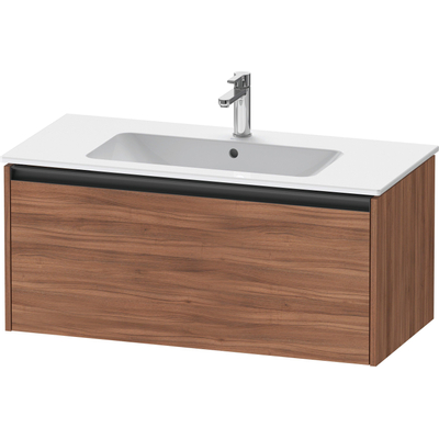 Duravit Ketho.2 Wastafelonderbouwkast - met 1 lade - 101x48x44cm - met greep antraciet - noten mat