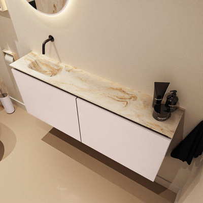 MONDIAZ TURE-DLUX 120cm toiletmeubel Rosee. EDEN wastafel Frappe positie links. Zonder kraangat.