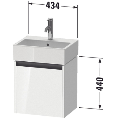 Duravit ketho 2 meuble sous lavabo avec 1 porte 43.4x33.8x44cm droite, avec poignée anthracite graphite mat