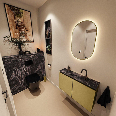 MONDIAZ TURE-DLUX 80cm toiletmeubel Oro. EDEN wastafel Lava positie midden. Met 1 kraangat.