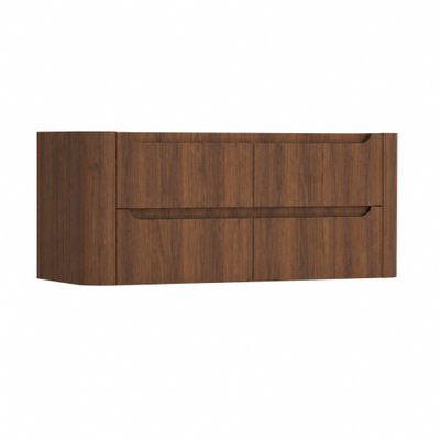 H&R Badmeubelen Juice Wastafelonderkast - 120x45x50cm - afgeronde hoeken - 4 lades - geïntegreerde greep - Dark oak