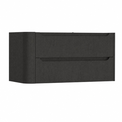 H&R Badmeubelen Juice Wastafelonderkast - 100x45x50cm - linkerhoek afgerond - 2 lades - geïntegreerde greep - basalt