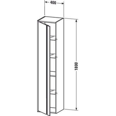 Duravit Ketho Armoire colonne avec 1 porte 40x180x36cm droite graphite