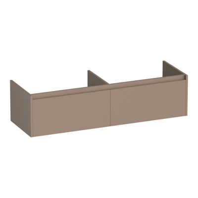 BRAUER Embrace wastafelonderkast - 139x35x45.5cm - 2 softclose lades - greeploos - 2 sifon uitsparingen - mat mokka