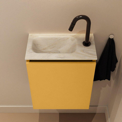 MONDIAZ TURE-DLUX 40cm toiletmeubel Ocher. EDEN wastafel Ostra positie links. Met 1 kraangat.