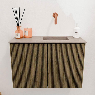 Mondiaz JOYA-DLUX 60cm toiletmeubel - kleur Dusk - Wastafel FAYE positie Rechts Zonder kraangat kleur Saba.