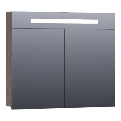 BRAUER Promise spiegelkast – 80x70x15 cm – directe LED – Grove (noten)