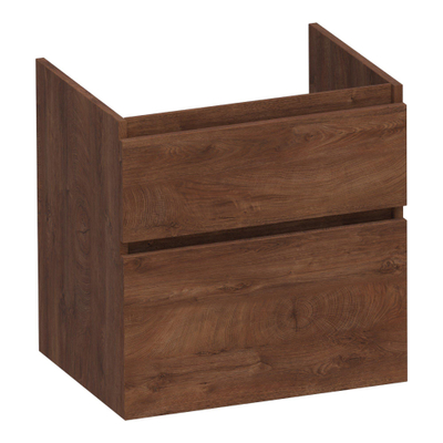 BRAUER Delight wastafelonderkast - 60x46x60cm - 2 softclose lades - greeploos - 1 sifon uitsparing - Forest Cacao