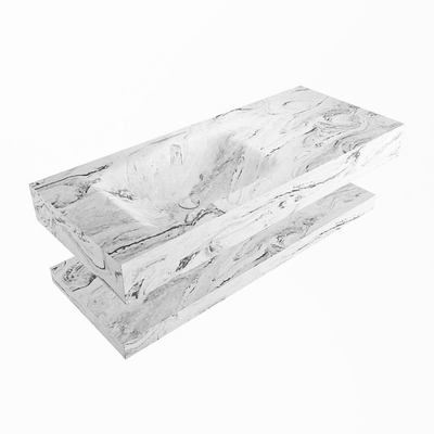 MONDIAZ ALAN - DLUX Badkamermeubelset - 110cm - planchet met vrijhangende wastafel - wasbak links - 1 kraangat - Glace
