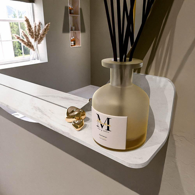 Mondiaz SPOT miroir – Ø 110 cm – avec tablette – Ostra (beige)