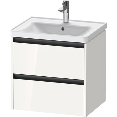 Duravit Ketho 2 Meuble sous-lavabo - 2 tiroirs - 58.4x45.5x54.9cm - poignées anthracite - blanc brillant