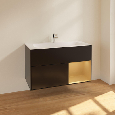 Villeroy & Boch finion wastafelonderkast - 99.6x59.1cm - 2 lades - mat zwart
