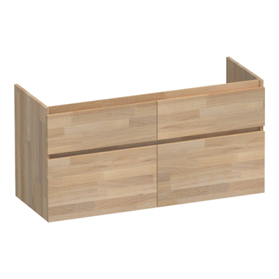 BRAUER Delight wastafelonderkast - 120x46x60cm - 4 softclose lades - greeploos - 2 sifon uitsparingen - massief eiken - vingerlas eiken grijs