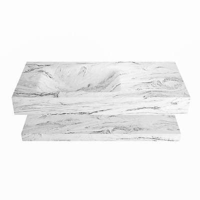 MONDIAZ ALAN - DLUX Badkamermeubelset - 100cm - planchet - Glace - vrijhangende wastafel - wasbak links - 1 kraangat - Glace