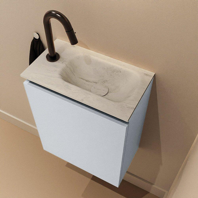 MONDIAZ TURE-DLUX Meuble toilette - 40cm - Clay - EDEN - vasque Opalo - position droite - 1 trou de robinet
