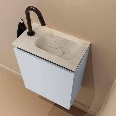 MONDIAZ TURE-DLUX Meuble WC 40 cm Clay. EDEN vasque Opalo position droite. Avec 1 trou de robinet.