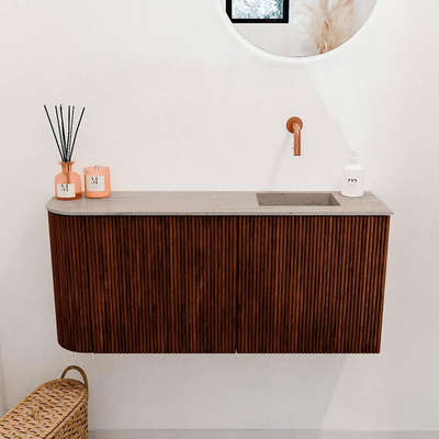 Mondiaz JOYA-DLUX 91.6cm toiletmeubel - ronding links kleur Ruby - Wastafel FAYE positie Rechts Zonder kraangat kleur Saba.
