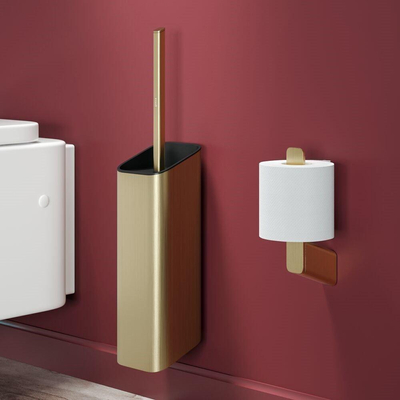 Geesa Shift Toiletborstel met houder Goud geborsteld (zwarte deksel en borstel)