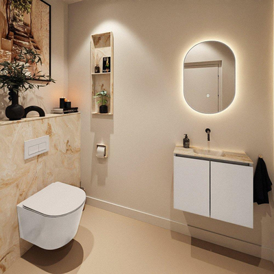 MONDIAZ TURE-DLUX 60cm toiletmeubel Linen. EDEN wastafel Frappe positie midden. Zonder kraangat.