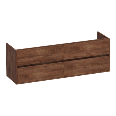 BRAUER Adore meuble sous lavabo - 160x46x55cm - 4 tiroirs à fermeture douce - sans poignée - 2 découpes pour siphon - Forêt Cacao