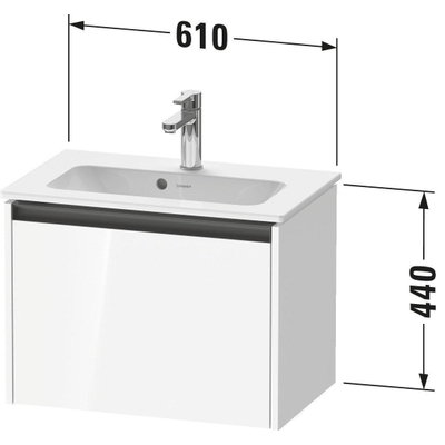 Duravit Ketho 2 meuble sous-lavabo avec 1 tiroir 61x39x44cm avec poignée anthracite blanc mat