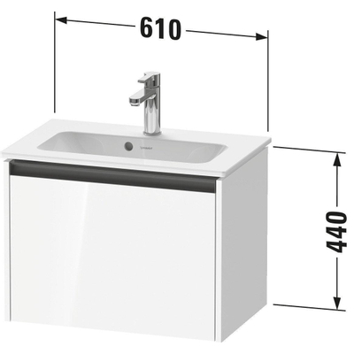 Duravit ketho 2 meuble sous lavabo avec 1 tiroir 61x39x44cm avec poignée anthracite blanc mat