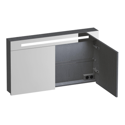 BRAUER Promise spiegelkast – 119x70x15 cm – directe LED boven – 2 deuren – Timber Grey