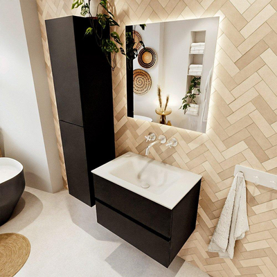 Mondiaz VICA ensemble de meuble de salle de bain - 70cm - meuble sous-vasque urban - 2 tiroirs - lavabo cloud milieu - sans trous de robinet - version haute de 60cm - talc