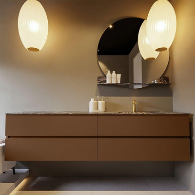 Mondiaz VICA-DLUX ensemble de meuble de salle de bain - 200cm - meuble sous-vasque posé - 4 tiroirs - lavabo encastré cloud droite - 1 trou de robinet - version haute de 60cm - lave