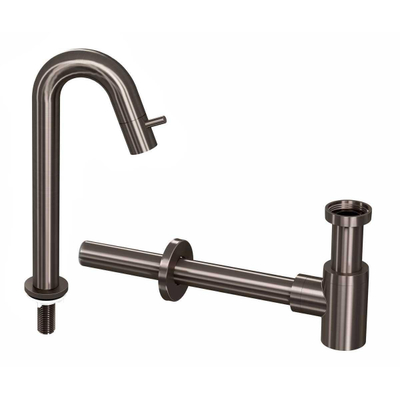 INK 5b kit robinet lave-main high curved design siphon metal Black
