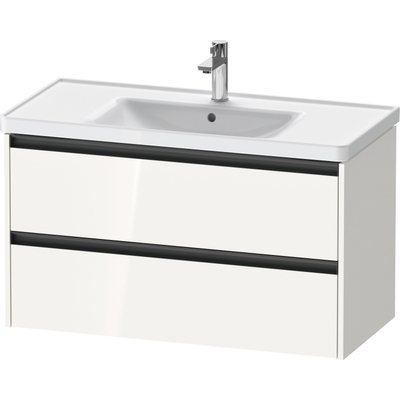 Duravit Ketho 2 meuble sous-lavabo avec 2 tiroirs 98.4x45.5x54.9cm avec poignées anthracite blanc brillant