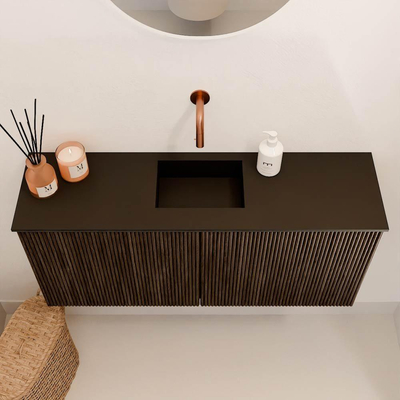 Mondiaz JOYA 90cm toiletmeubel - kleur Walnut - Wastafel FAYE positie Midden Zonder kraangat kleur Urban.