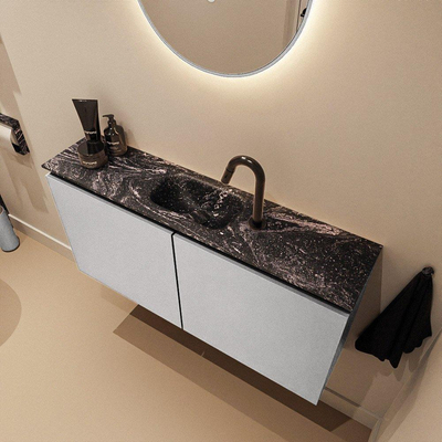 MONDIAZ TURE-DLUX 100cm toiletmeubel Plata. EDEN wastafel Lava positie midden. Met 1 kraangat.