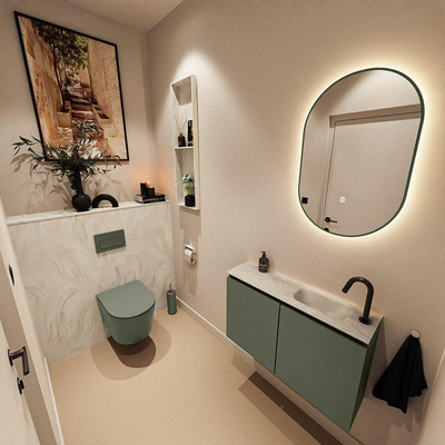 MONDIAZ TURE-DLUX 80cm toiletmeubel Army. EDEN wastafel Ostra positie rechts. Met 1 kraangat.