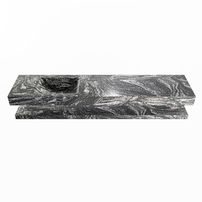 MONDIAZ ALAN - DLUX Badkamermeubelset - 200cm - planchet - Lava - vrijhangende wastafel - wasbak links - 1 kraangat - Lava