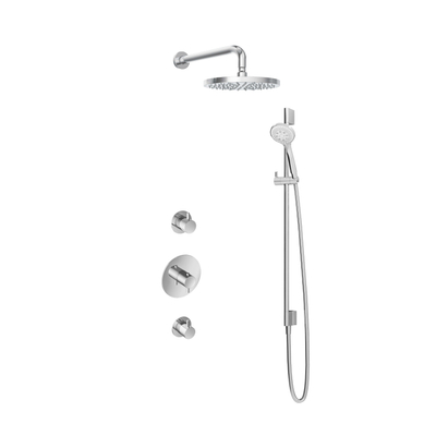 Hotbath Get Together douche thermostatique complet set encastrable Laddy R avec 2 robinets d'arret IBS2 chrome 3 jets bras mural 25cm barre de glissement