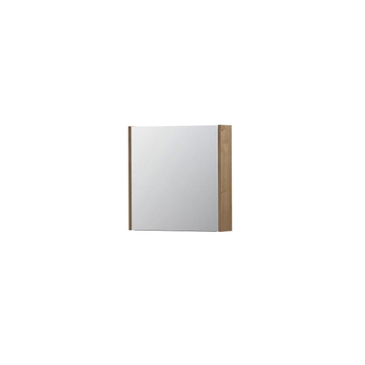 INK SPK1 Spiegelkast - 60x14x60cm - 1 deur - dubbelzijdige Spiegel - schakelaar en stopcontact - MDF Fineer Ash grey