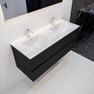MONDIAZ VICA Ensemble de meuble salle de bain - 120cm - 2 tiroirs - lavabo Denia double 2 trous de robinet - céramique - urbain