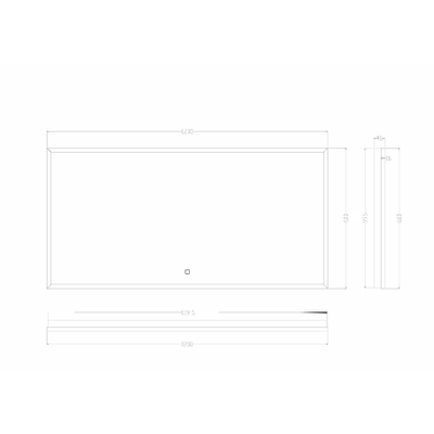 Wiesbaden Avi miroir rectangulaire avec LED, dimmable et chauffage miroir 120 x 60 cm noir mat