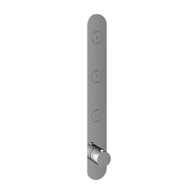 Hotbath Cobber Afbouwdeel inbouwthermostaat - met 3 pushbuttons verticale plaatsing - hoogglans chroom