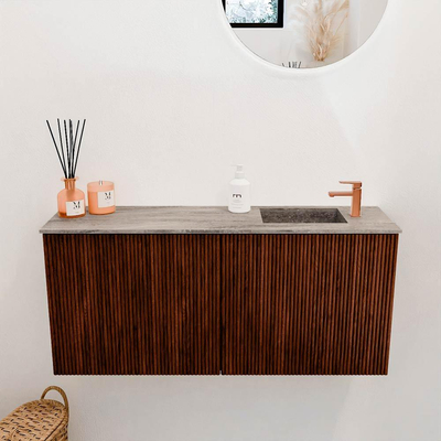 Mondiaz JOYA-DLUX 90cm toiletmeubel - kleur Ruby - Wastafel FAYE positie Rechts 1 kraangat kleur Oza.