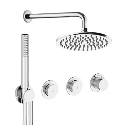 Crosswater Module Regendoucheset inbouw - 3 hendels - 20cm douchekop - handdouche - wandarm - chroom