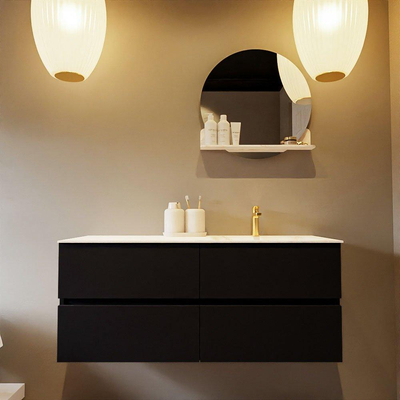 Mondiaz VICA-DLUX ensemble de meuble de salle de bain - 120cm - meuble sous-vasque urbain - 4 tiroirs - lavabo encastré nuage droite - 1 trou de robinet - version haute de 60cm - ostra